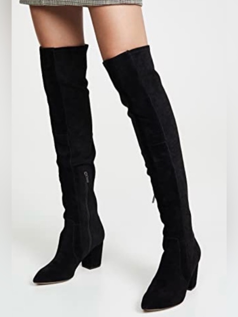 Splendid Black Suede Over-the-Knee Block Heel Boots